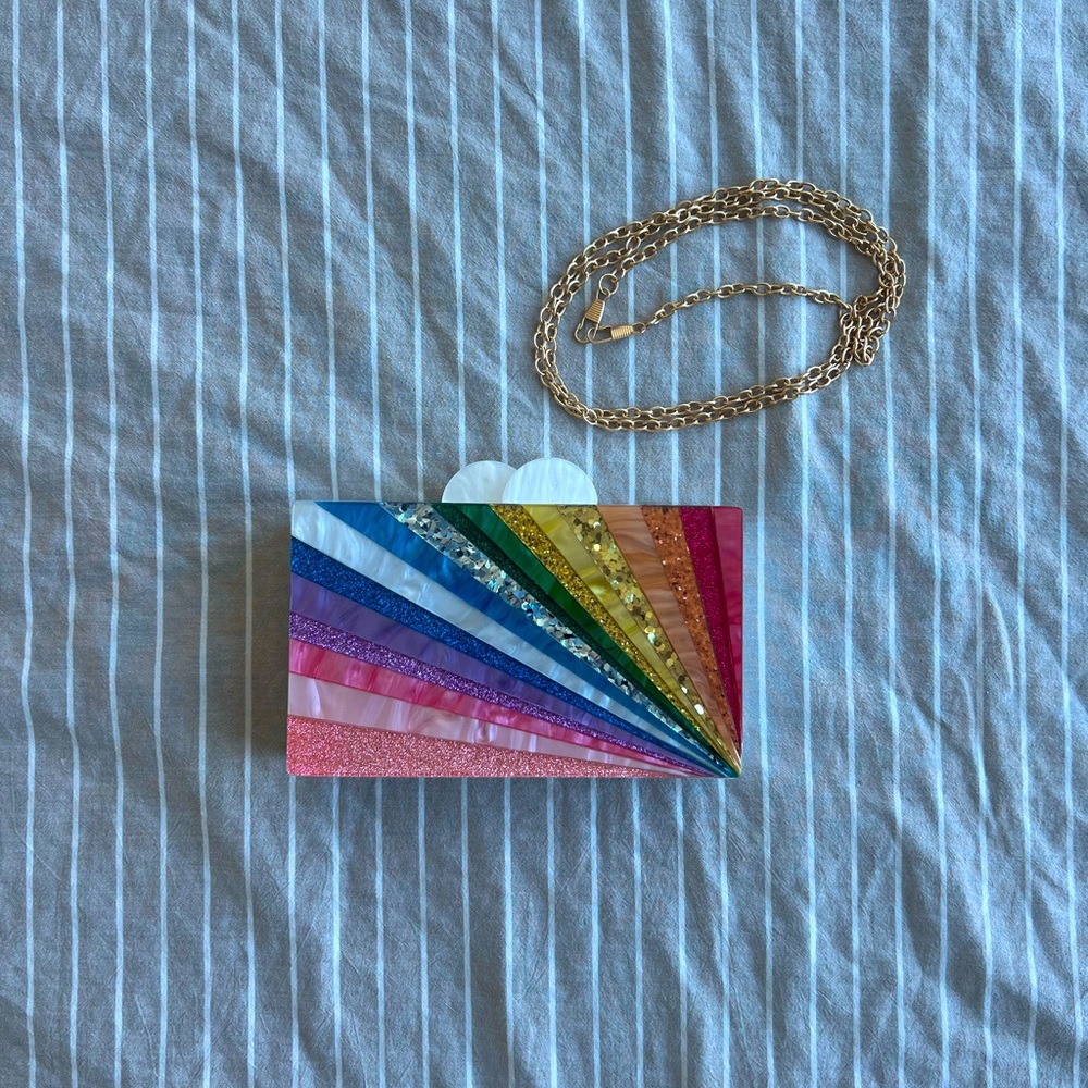 Acrylic Rainbow Purse with Detachable Gold Strap